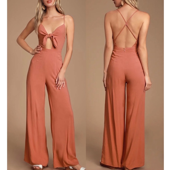 Lulus Pants - NWT Lulus’s Beloved Bella Terra Cotta Tie-Front Jumpsuit